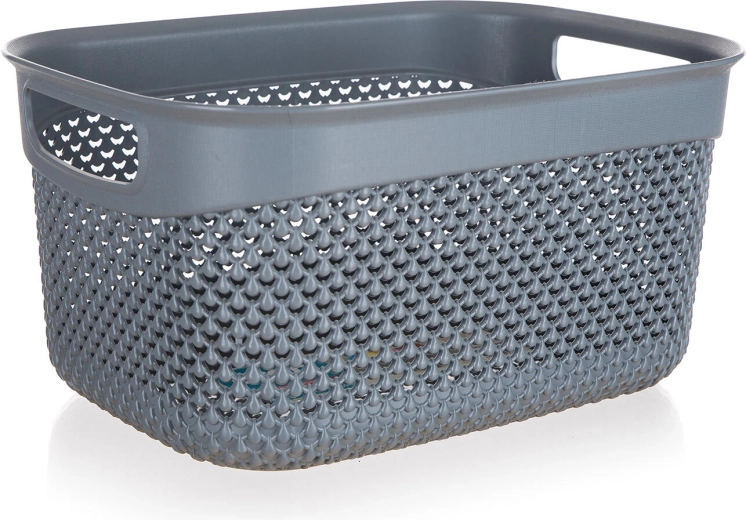 Aufbewahrungskorb aus Kunststoff-Rattan 23 × 17 × 12 cm, Anthrazit