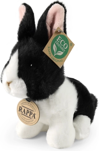 Rappa Plüschhase in Weiß-Schwarz, sitzend, 16 cm