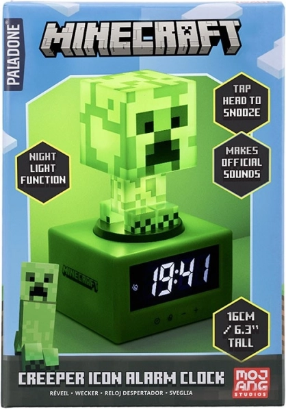 Minecraft Creeper Wecker mit Nachtlicht, 16 cm