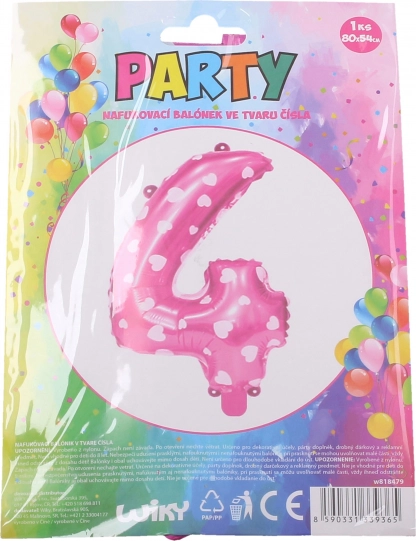 Aufblasbarer Ballon Zahl 1 mit Herzchen – Rosa