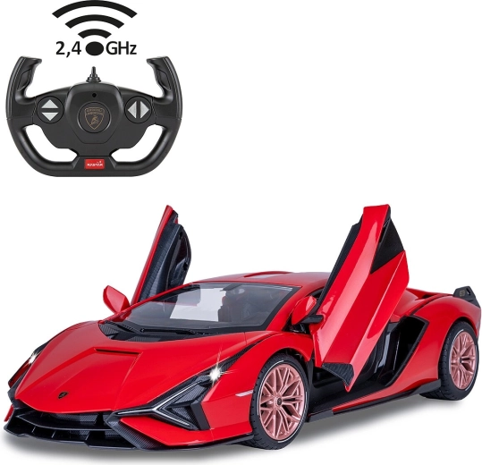 Jamara Lamborghini Sián FKP 37 RC-Auto 1:14 rot 2,4 GHz mit LED und manuell zu öffnenden Türen