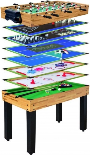 Spieltisch 12‑in‑1 für Kinder und Erwachsene 105 × 57 × 71 cm – Tischfußball, Airhockey, Billard, Tischtennis, Schach und mehr