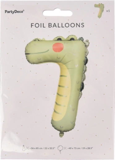 Folienballon Zahl 7 mit Krokodil KIDS