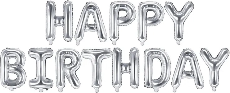 Folienballons Happy Birthday – Silber