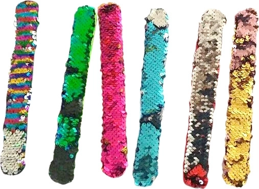 Plüschiges Pailletten-Selbstaufrollarmband Lolli Popz 22 × 3 cm - 1 Stück