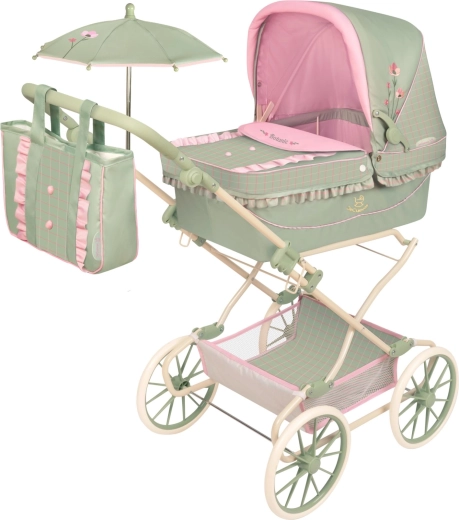 DeCuevas klappbarer Puppenwagen für Reborn-Puppen Botanic 2026 mit Sonnenschirm und Zubehör – 90 cm