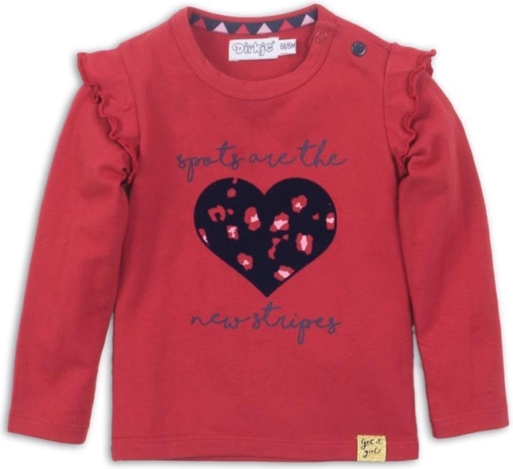 Dirkje Mädchen-Langarmshirt mit Herzapplikation, rot