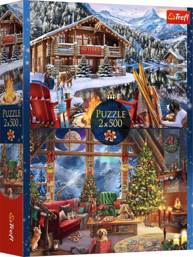 Trefl Puzzle „Weihnachten in den Bergen“ 2×500 Teile