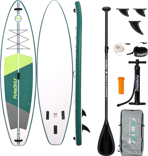 FunWater aufblasbares SUP-Board grün‑weiß 335 × 84 × 15 cm