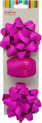 Glitzerndes Geschenkverpackungs-Set Hellrosa mit Band und Sternschleifen