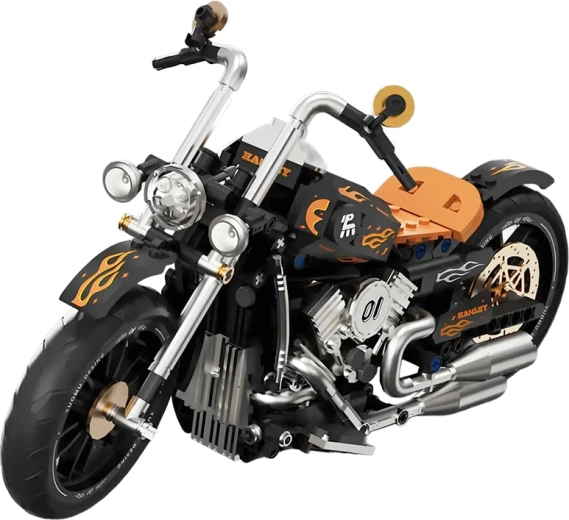 Bausatz eines schwarzen Motorrads, 455 Teile