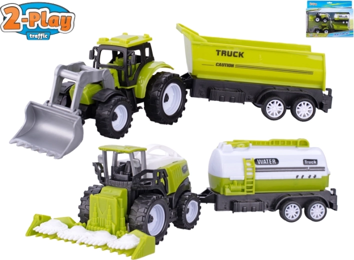 Kindertraktor und Mähdrescher mit Anhänger 2-Play – Set landwirtschaftlicher Maschinen