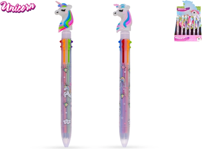 Regenbogen-Kugelschreiber mit Einhorn, 6 Farben