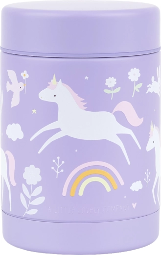 A Little Lovely Company isolierter Edelstahl-Lebensmittelbehälter mit Einhörnern und Regenbogen