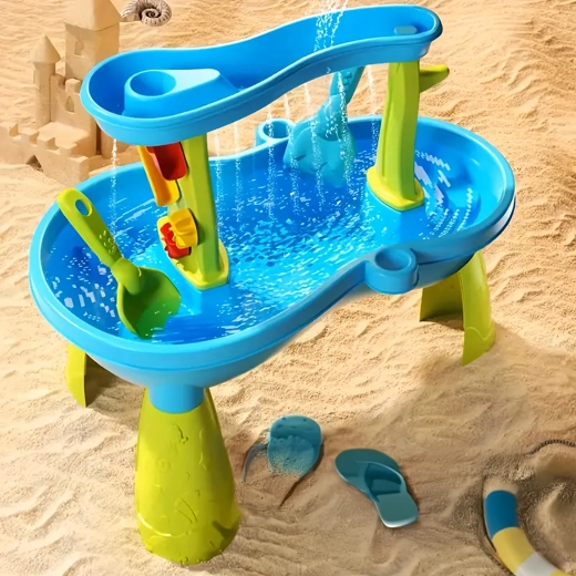 Kaskadierende Wassereffekte und rotierende Räder