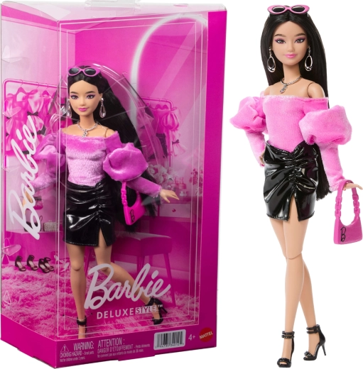 Mattel Barbie Deluxe Style Modepuppe in Rosa und Schwarz mit Accessoires
