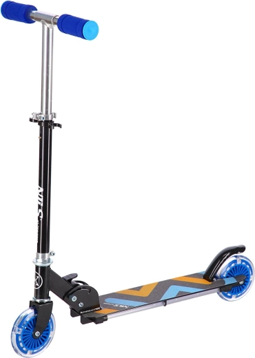 Klappbarer Kinderroller mit LED-Rädern NILS Extreme HD025 blau