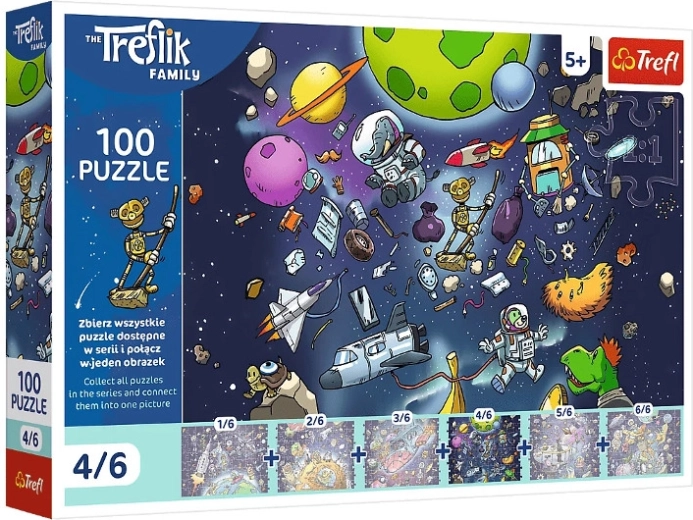 Puzzle Trefl Familie Treflik: Robobot im Weltraum – 100 Teile