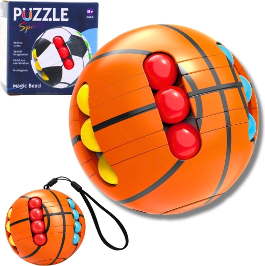 Sensorische Logikkugel mit Perlen – orangefarbenes Knobel- und Fidget-Spielzeug für Kinder