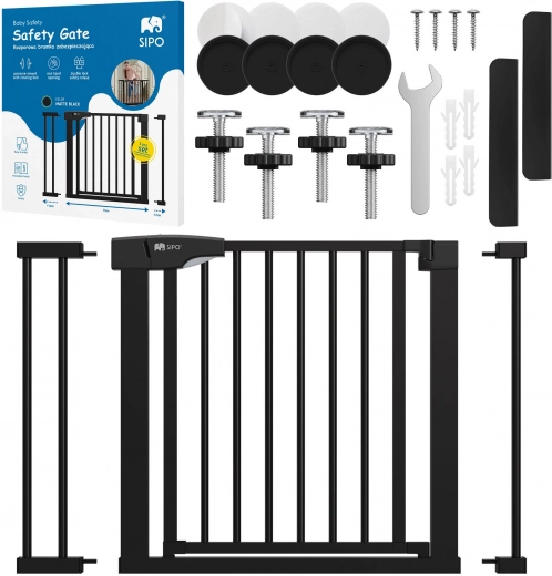 Sipo Sicherheitsgitter für Türen und Treppen 75–103 cm, schwarz