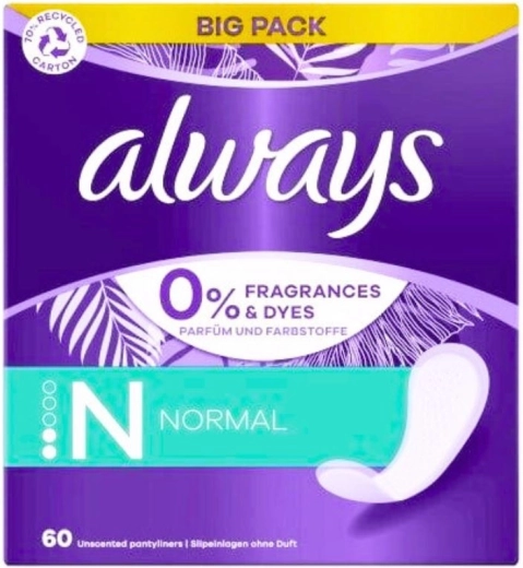 Always Normal Slipeinlagen ohne Parfüm 60 Stk