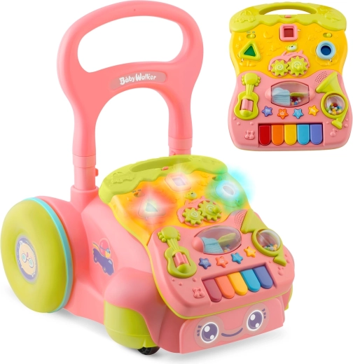 Lauflernhilfe 2-in-1 mit Musik und abnehmbarem Panel RICOKIDS rosa