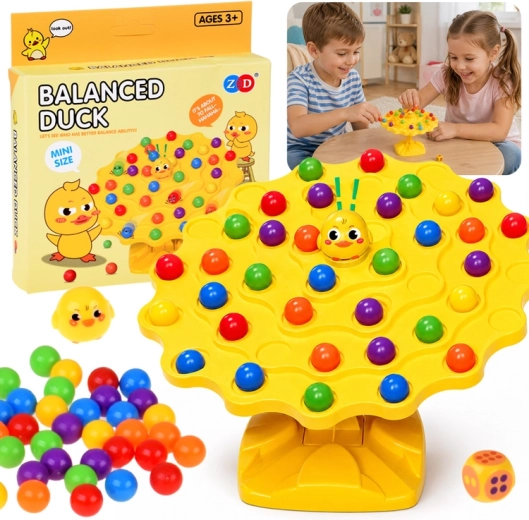 Balancierendes Entchen – Geschicklichkeitsspiel mit bunten Kugeln - 1 Stück