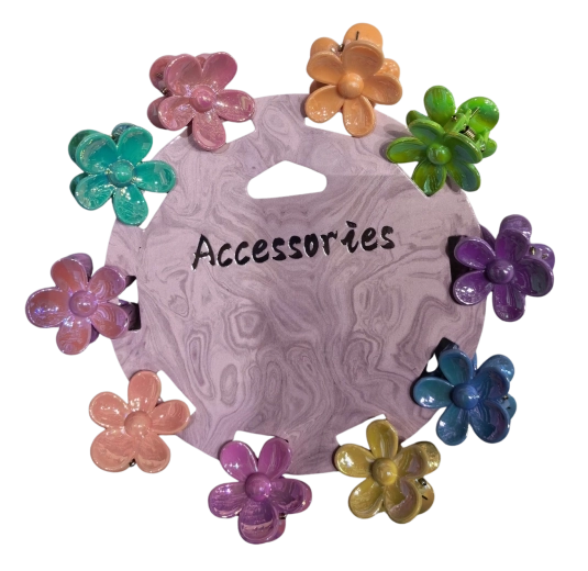 Set Haarclips in Blumenform, farbiger Mix, 10 Stk.