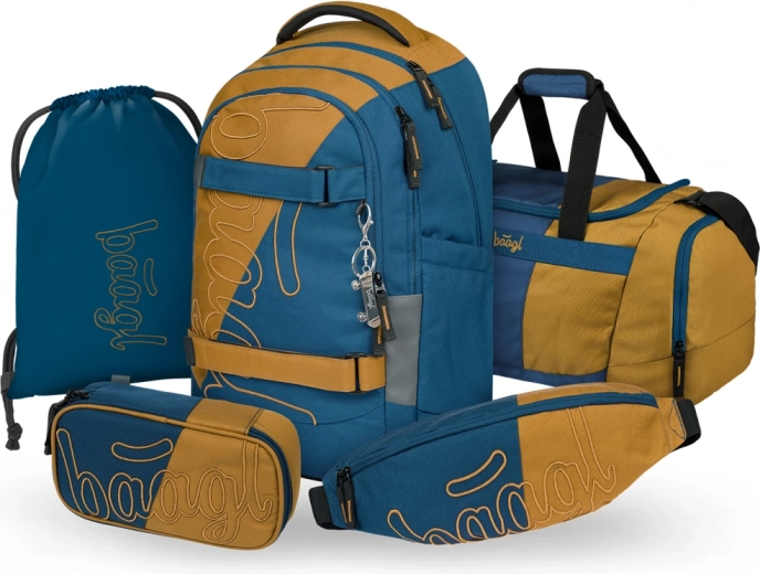 Schulset BAAGL Skate Max Duo: Rucksack, Federmäppchen, Beutel, Sporttasche und Bauchtasche