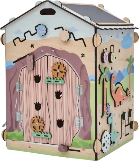 BusyKids Aktivhaus DINO – hölzernes Montessori-Activity-Board mit Licht