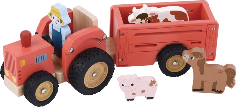 2Kids Toys Holztraktor mit Anhänger und Figuren