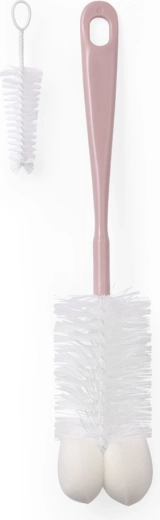 BabyOno Flaschenbürste für Babyflaschen mit Mini-Bürste – rosa