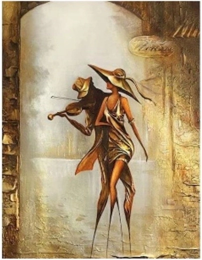 Diamantmalerei – Paar mit Geige 30 × 40 cm