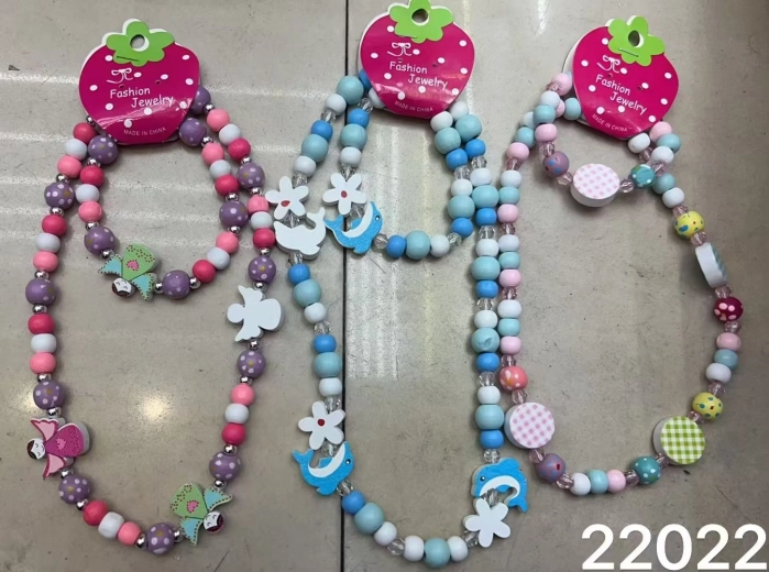 Set aus Holzperlen Halskette und Armband