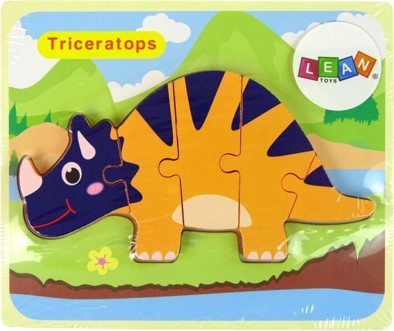 Holzpuzzle Dinosaurier – Triceratops oder Ankylosaurus, Orange