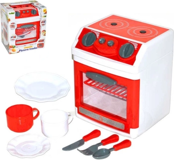 Kinder-Backofen mit Geschirr, batteriebetrieben