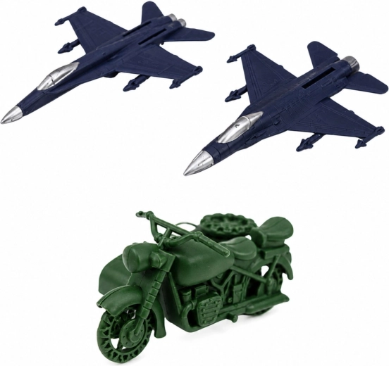 Flugzeuge und Motorrad für Action am Boden und in der Luft
