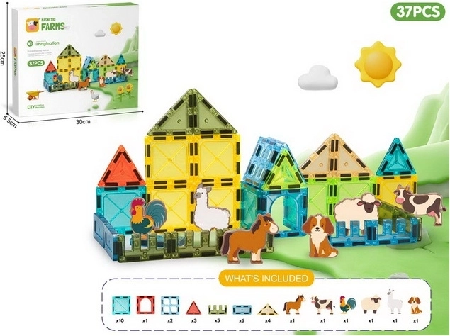 Madej magnetische Bausteine Color Box Bauernhof, 37 Teile
