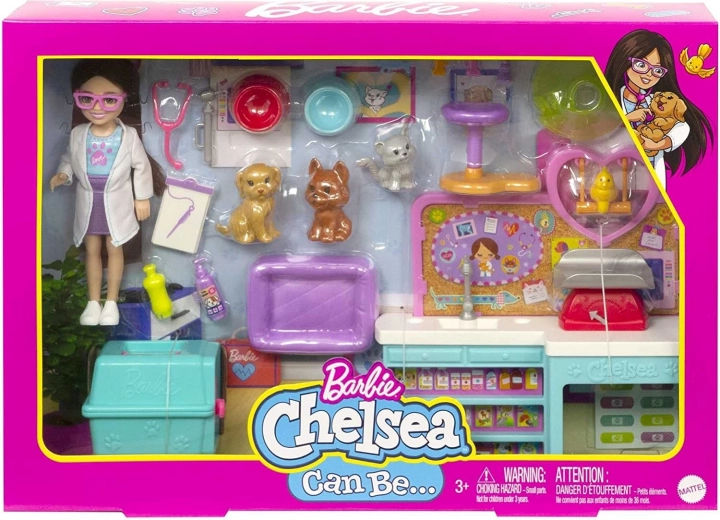 Barbie Chelsea Tierärztin-Set mit Puppe