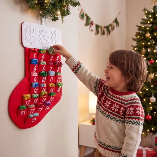 Weihnachts-Adventskalender Nikolausstiefel 59 × 36 cm