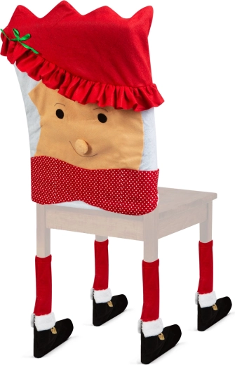 Weihnachtsdekoration für den Stuhl als Nikolausfrau 50 × 55 cm rot/weiß