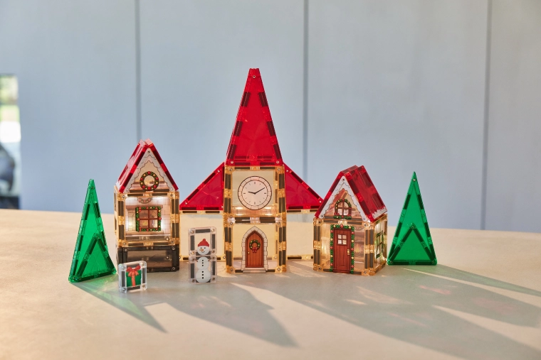 Cleverclixx Magnetbausatz Adventskalender Weihnachtsdorf – 46 Teile