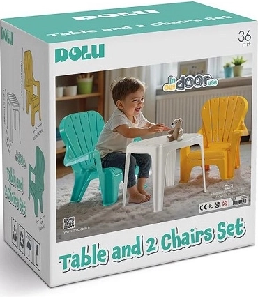 Dolu weißer Kindertisch mit 2 Stühlen
