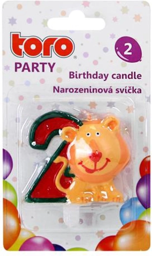 Tortenkerze Zahl 2 mit Löwen TORO 5 cm