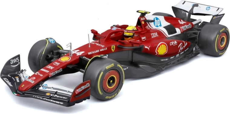 Bburago Modell Formel 1 Ferrari SF-25 2025 Lewis Hamilton #44 1:18 mit Helm