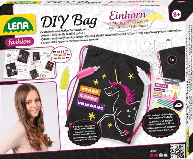 Kreativset zur Herstellung eines Rucksacks Lena Beutel mit Einhorn