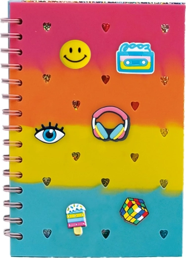 Notizbuch mit bunten Pins A5 mit Spiralbindung, 80 Blatt