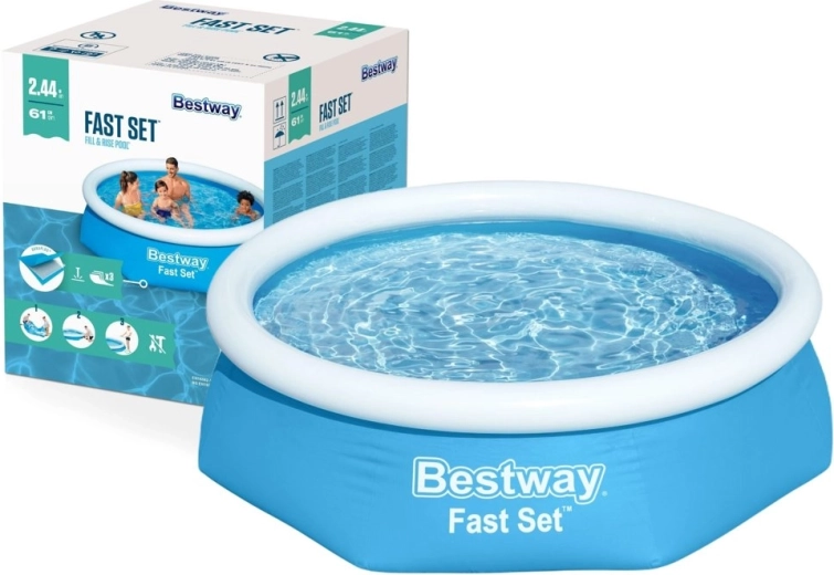 Aufblasbarer Pool mit oberem Ring 244 × 61 cm BESTWAY Fast Set