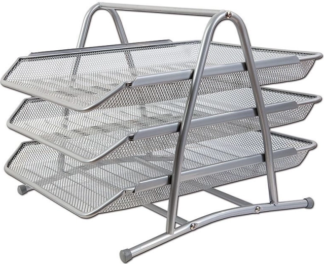Metall-Dreifachbox mit Schubladen CONCORDE, silber