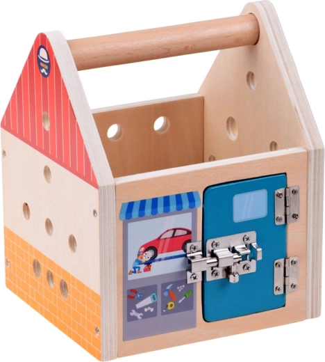 Haus 3 in 1: Bauen, Verschlüsse und Aufbewahrungsbox
